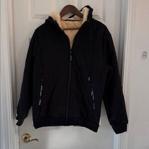 Classic Black Hooded Puffer Jacket for Kids